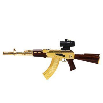 Игрушечный электрический автомат калашникова ак47 на орбизах золотой 0000421 фото