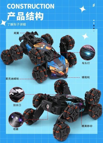 Игрушечная трюковая восьмиколесная машинка вездеход на радиоуправлении Rp8 фото