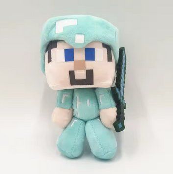 Мягкая детская игрушка Стив в алмазной броне с мечом майнкрафт Minecraft 15 cм 2592628395 фото