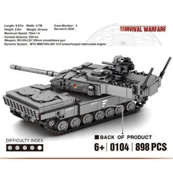 Военный конструктор немецкий танк леопард Leopard 2А7 для лего (898 деталей) 207001 фото