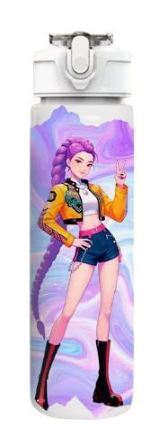 Дитяча пляшка для води з трубочкою Кейпоп мисливиці на демонів KPop Demon Hunters 750 мл 2991951819 фото