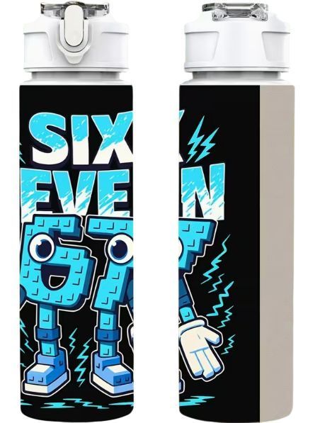 Дитяча пляшка для води з трубочкою 67 Сікс Севен Вкради Брейнрот Six Seven Steal a Brainrot 750 мл 2991967690 фото
