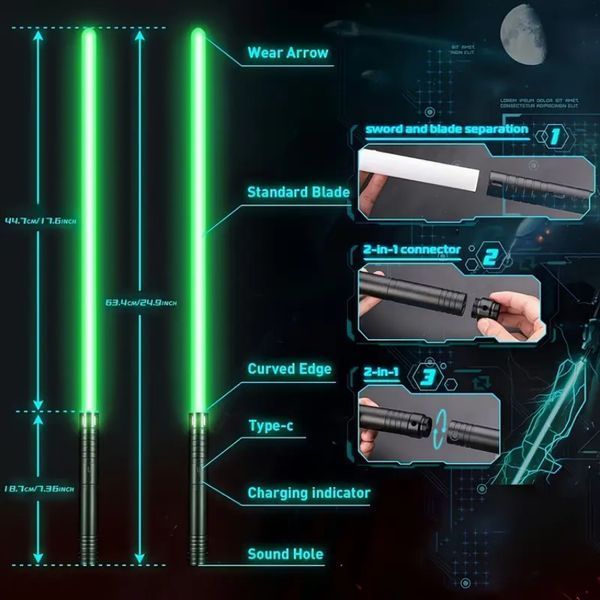 Игрушечный светящийся LED лазерный меч 2 в 1 джедаи ситхи звёздные войны nk6 фото