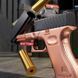 Игрушечный механический дуэльный пистолет бластер Глок стреляет мягкими пулями с гильзой 204 фото 2