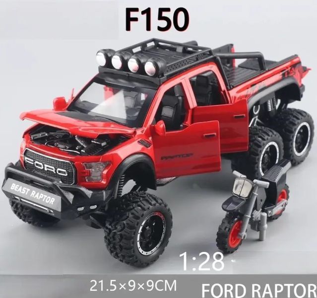 Моделька металлическая инерционная шестиколёсная машинка Ford Raptor F150 2659070373 фото