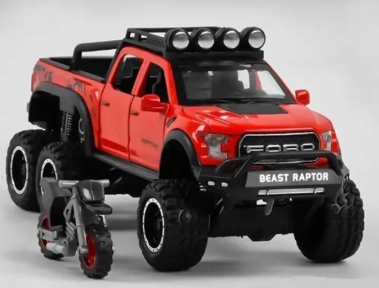 Моделька металлическая инерционная шестиколёсная машинка Ford Raptor F150 2659070373 фото