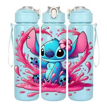 Детская бутылочка для воды с трубочкой Стич Stich 750 мл голубая краска 2862345290 фото