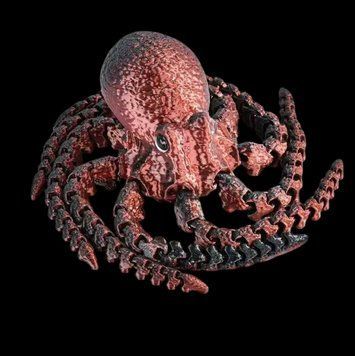 Детская 3Д игрушка Осьминог с глазами подвижный 17см красно-черный 3137781935 фото