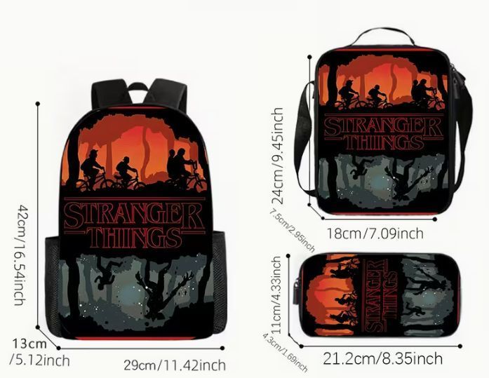 Набір із 3 предметів Рюкзак Пенал Ланчбокс Дуже Дивні Дива Stranger Things 2969040146 фото