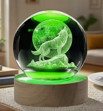 Светодиодный 3D-ночник светильник Волк USB прозрачный 3064168917 фото