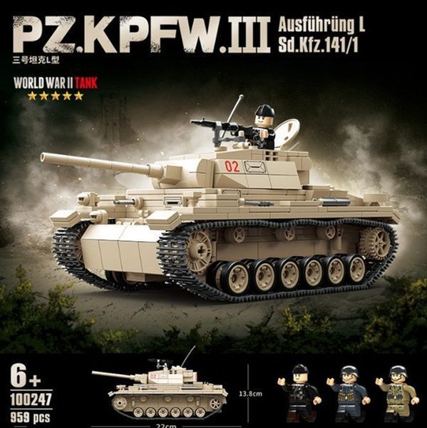 Военный конструктор немецкий танк Pz.Kpfw. III Ausf времён Второй мировой войны 959 деталей 2658214166 фото