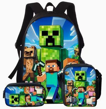 Набір із 3 предметів Рюкзак Пенал Ланчбокс Майнкрафт Minecraft 3037133375 фото