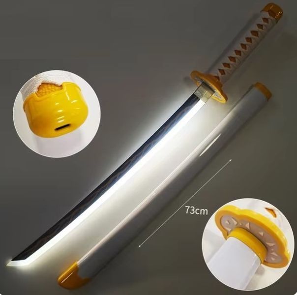 Игрушечный светящийся LED меч катана Клинок рассекающий демонов Зеницу Агацума убийца демонов 104 см LED17 фото