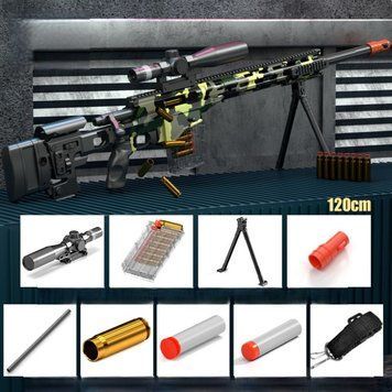 Большая игрушечная снайперская винтовка MSR МСР с оптическим прицелом стреляет мягкими пулями с гильзой 120 см 0000259 фото