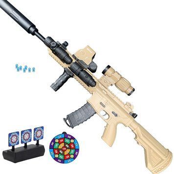 Игрушечный механический автомат мини М416 стреляет гидрогелиевыми шариками орбизами 95 см 195 фото