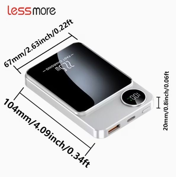Магнитный беспроводной повербанк Lessmore 10000mAh MagSafe для iPhone, Samsung 3071065669 фото