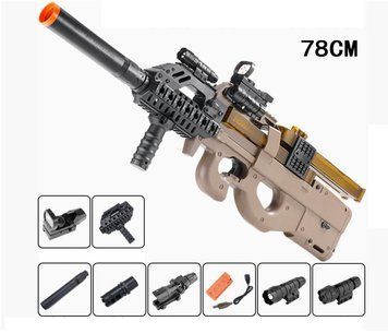 Игрушечный электрический гидрогелиевый автомат P90 на орбизах 78 см 336 фото