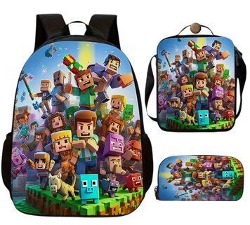 Набір із 3 предметів Рюкзак Пенал Ланчбокс Майнкрафт Minecraft 2993156607 фото