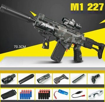 Игрушечный электрический автомат бластер винтовка М416 стреляет мягкими пулями 363 фото