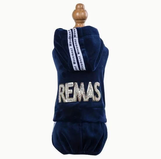 Теплый велюровый комбинезон спортивный костюм Remas для домашних животных небольших пород собак L синий 3090614361 фото