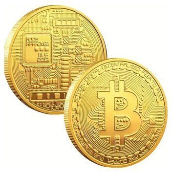 Сувенір золота монета Біткоїн Bitcoin на удачу золота у пластиковому боксі copy_2561991374 фото