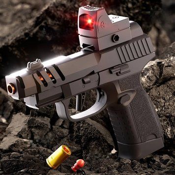 Игрушечный пластиковый автоматический пистолет Sig Sauer FN365 стреляет пулями с гильзой и прицелом 213 фото