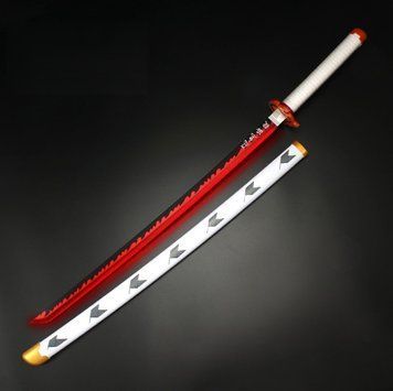 Игрушечный светящийся LED меч катана Клинок рассекающий демонов Кёджуро Ренгоку убийца демонов 104 см LED30 фото