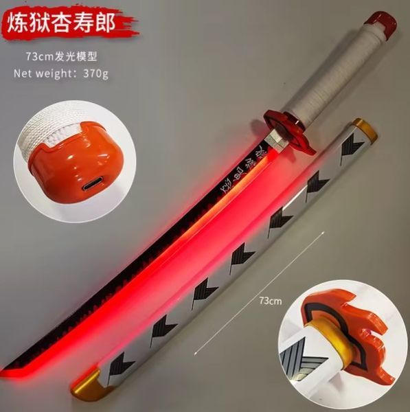Игрушечный светящийся LED меч катана Клинок рассекающий демонов Кёджуро Ренгоку убийца демонов 104 см LED30 фото