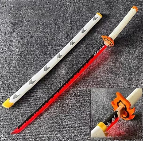 Игрушечный светящийся LED меч катана Клинок рассекающий демонов Кёджуро Ренгоку убийца демонов 104 см LED30 фото