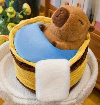 Мягкая детская плюшевая игрушка капибара в ванне 2771457470 фото