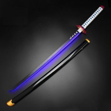Игрушечный светящийся LED меч катана Клинок рассекающий демонов гию томиока убийца демонов 104 см LED6 фото