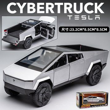 Моделька металева інерційна машинка Tesla Cybertruck з підсвіткою 2659019837 фото