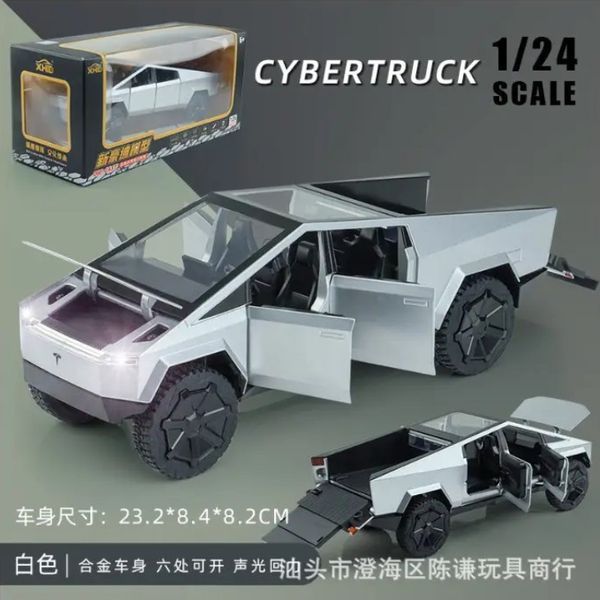 Моделька металева інерційна машинка Tesla Cybertruck з підсвіткою 2659019837 фото
