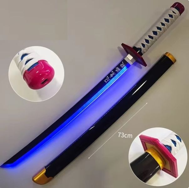 Іграшкова катана що світиться LED меч клинок розсікаючий демонів гию томіока вбивця демонів 104 см LED6 фото