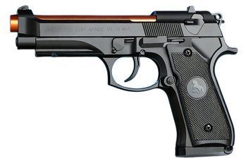 Игрушечный пластиковый автоматический пистолет Беретта Beretta стреляет пластиковыми пулями с гильзой 215 фото