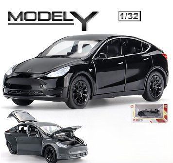 Моделька металева інерційна машинка Tesla Model Y з підсвічуванням 2659047140 фото