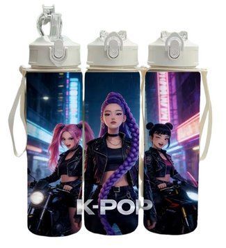 Детская бутылочка для воды с трубочкой Кейпоп охотницы на демонов KPop Demon Hunters 750 мл 3028085089 фото