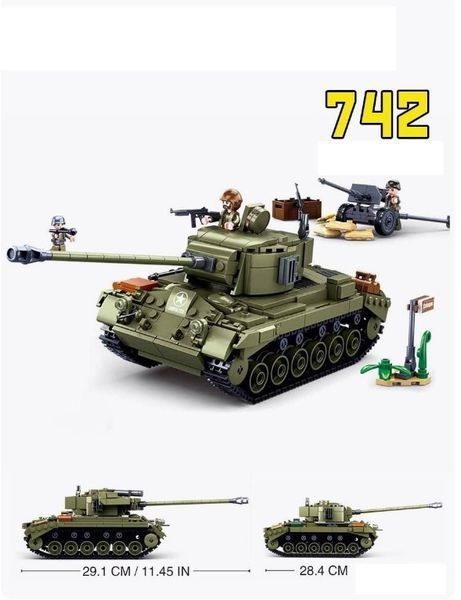 Конструктор американский танк М26 2/1 М38 Першинг вторая мировая война в коробке 742 деталей 2137059425 фото