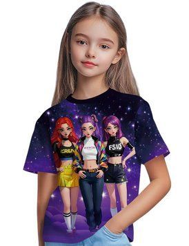 Футболка на девочку с коротким рукавом Охотницы на демонов Кейпоп KPop Demon Hunters 7-8 лет 2973019453 фото