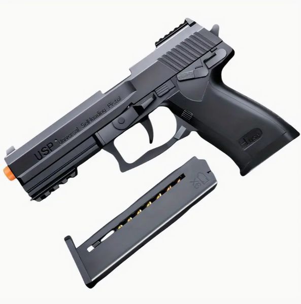 Игрушечный пластиковый автоматический пистолет USP стреляет пластиковыми пулями с гильзой 224 фото