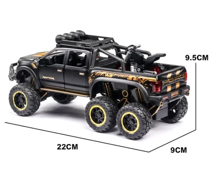 Моделька металева інерційна шестиколісна машинка Ford Raptor F150 2659058306 фото