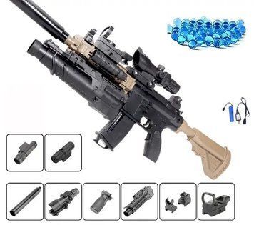 Игрушечный электрический автомат М416 с подствольным гранатометом на орбизах с лазерным и оптическим прицелом 0000283 фото