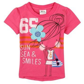 Летняя детская футболка на девочку с коротким рукавом Nova примерно 4-5 лет 110 рост 2144108537 фото