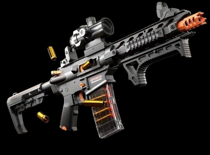 Іграшковий пластиковий механічний автомат карабін AR-15 чорний на м'яких кулях 0000482 фото