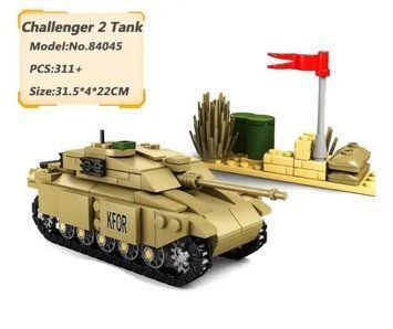 Набор военный конструктор современный танк KFOR + 2 солдата и аксессуары без коробки (311 деталей) 84045 фото