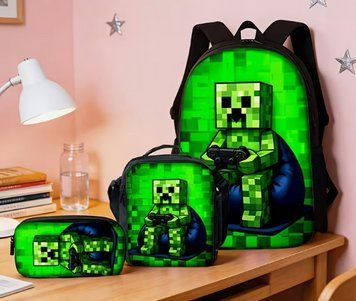 Набір із 3 предметів Рюкзак Пенал Ланчбокс Кріпер Майнкрафт Minecraft 3009994782 фото