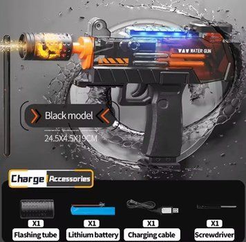 Игрушечный электрический водяной автомат УЗИ бластер с подсветкой LED 2679714258 фото